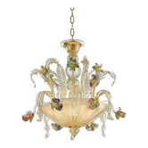 Chandelier en verre de Murano italien de luxe du 21e siècle – Or et transparent