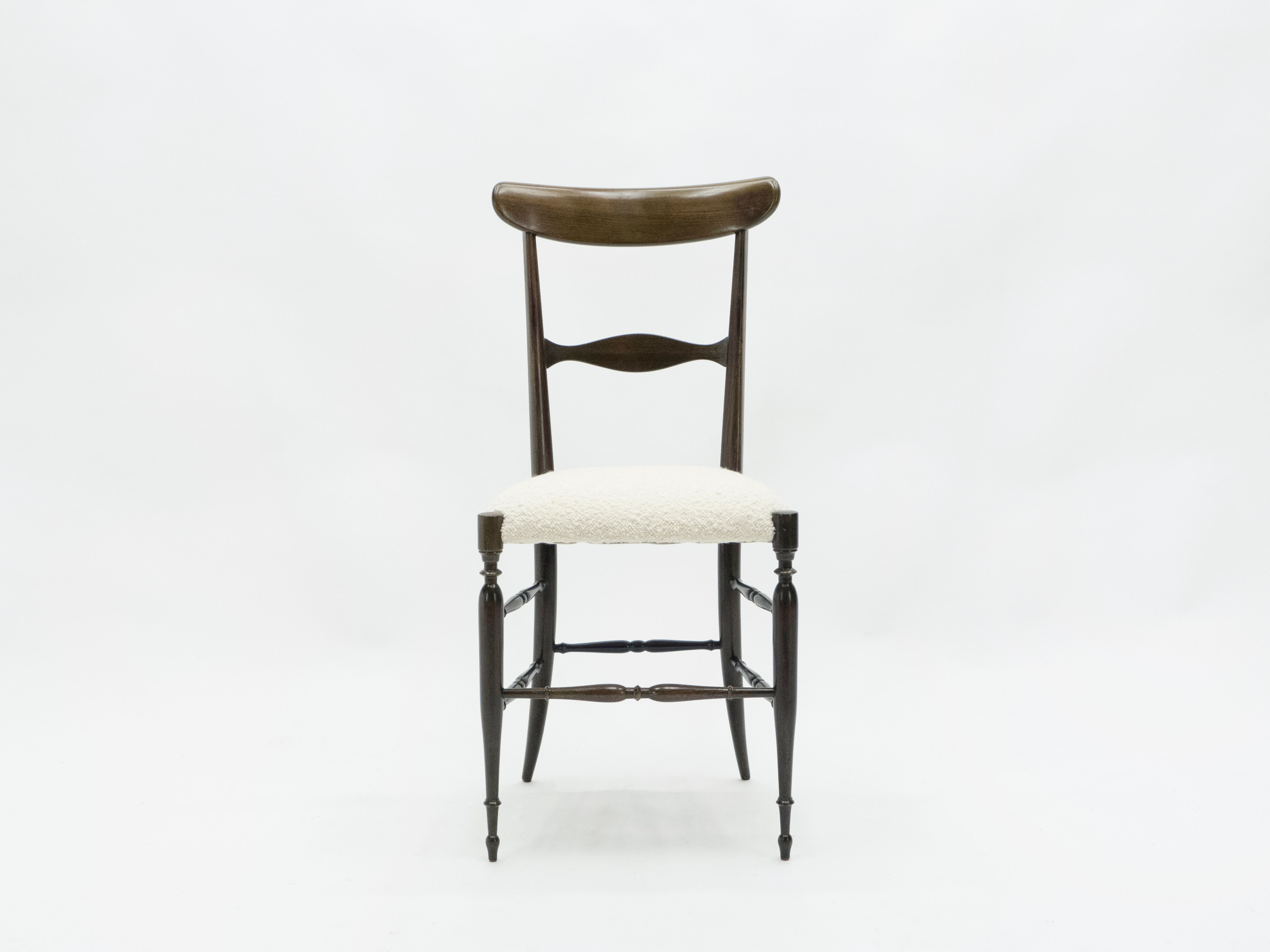 Set of 4 chairs Campanino Chiavari walnut by Fratelli Levaggi 1950