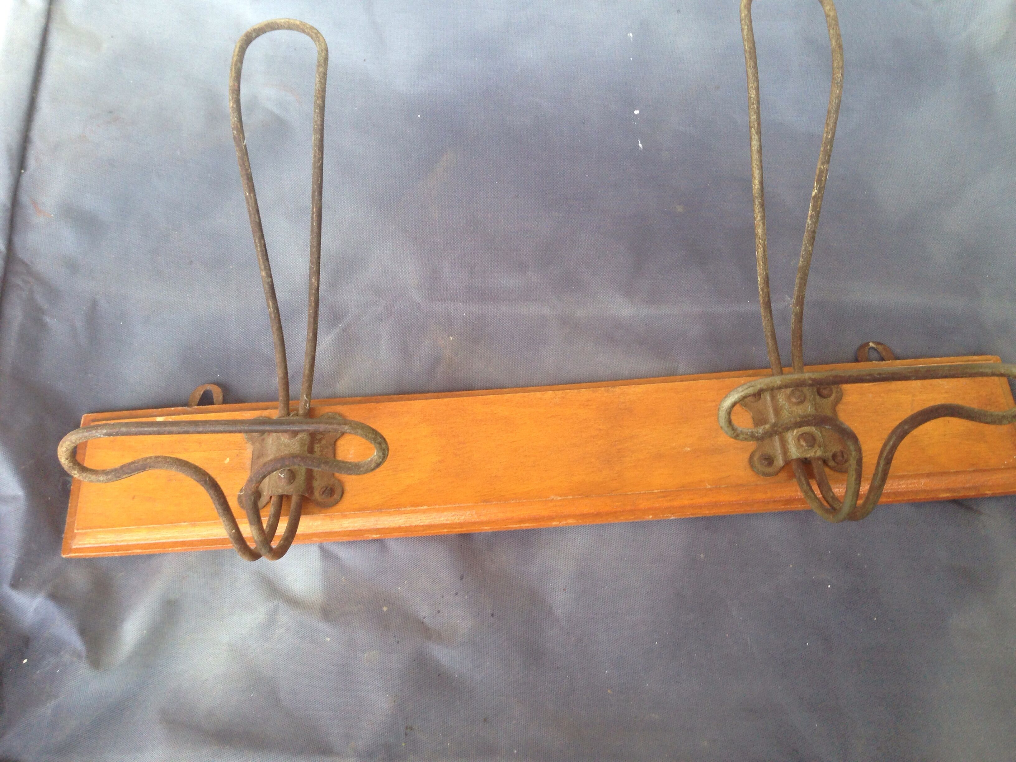 Wooden and metal coat hook