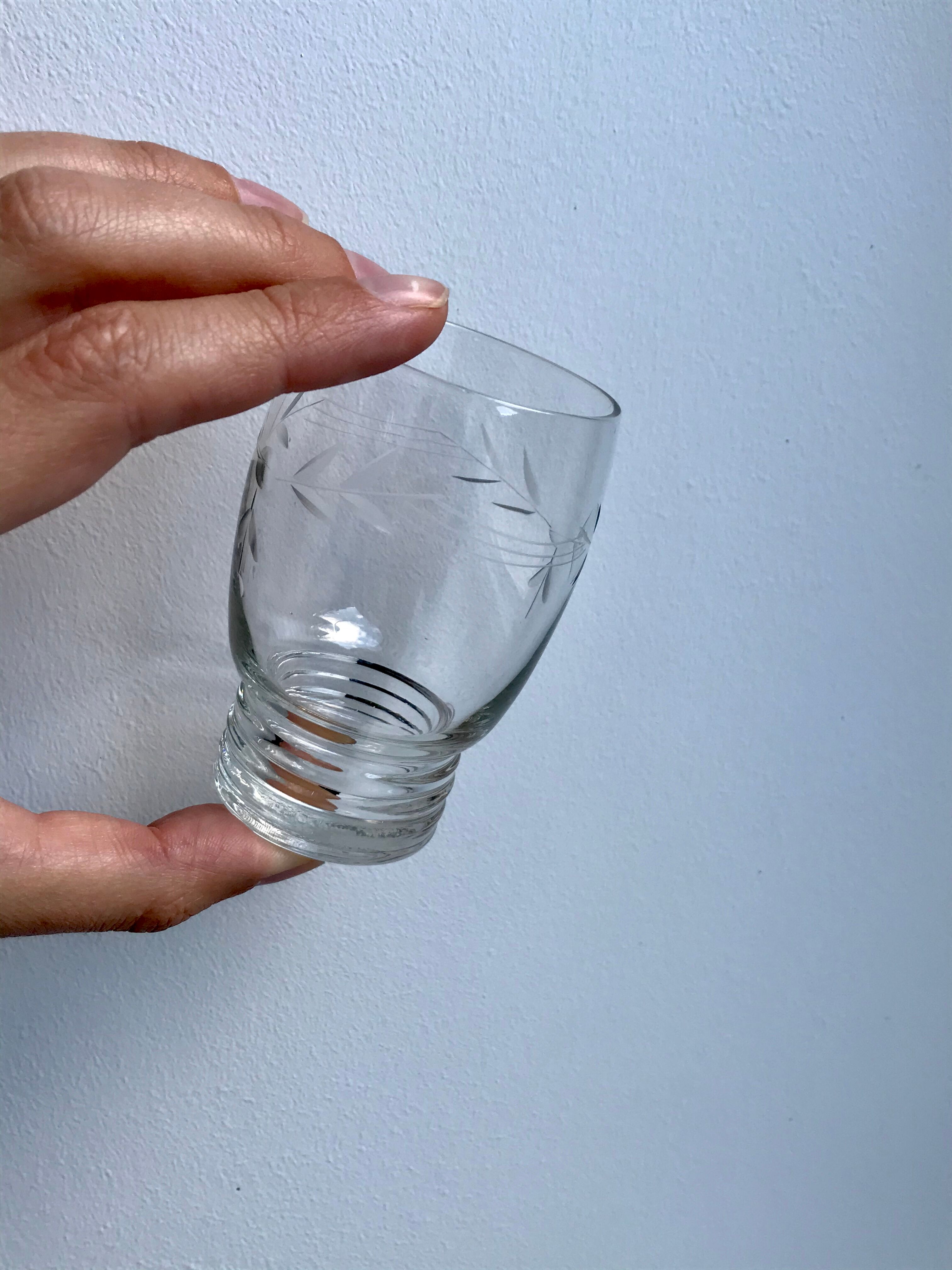 Lot de 6 verres à eau en cristal gravé années 50