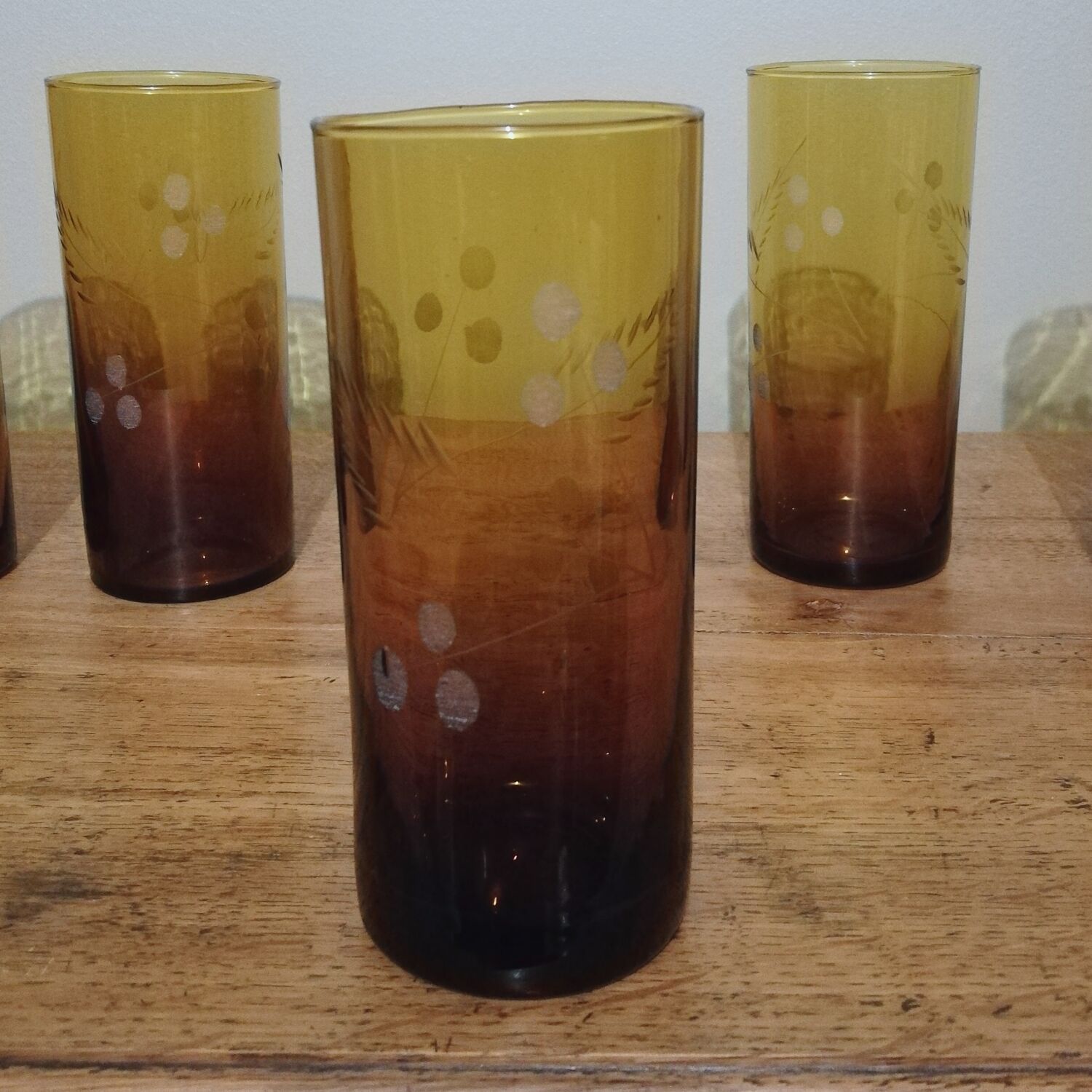5 verres à orangeade ou à pastis en verre soufflé