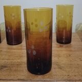 5 verres à orangeade ou à pastis en verre soufflé