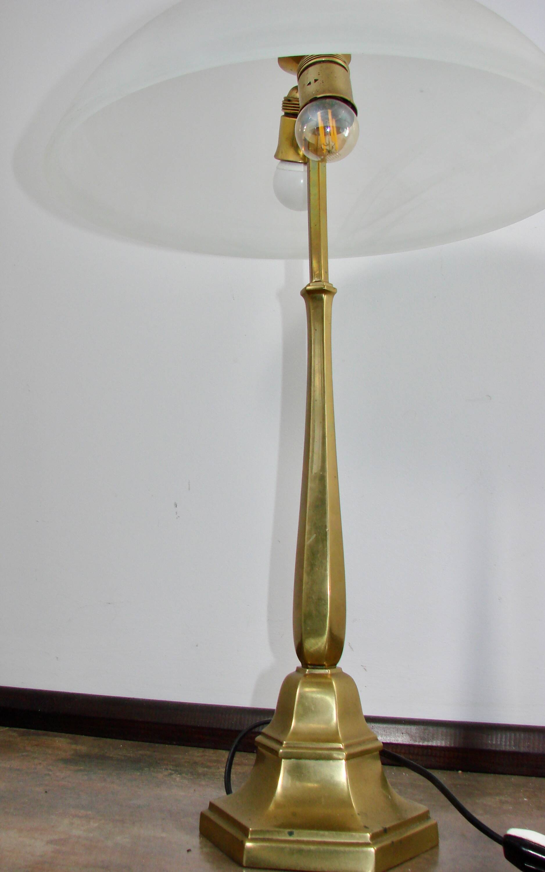 1940s Art Deco brass lamp | 2x E27 | Glass | Vintage