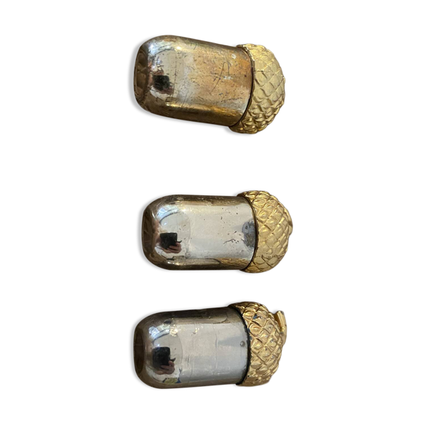 Trio de Glands Salière / Poivrière Vintage (Métal Argenté & Doré)