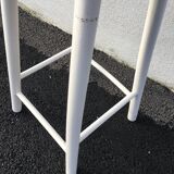 White tinted scandinavian wooden stool 1960