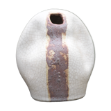Free-form Soliflore - cracked white enamel - organic ceramic - 80s