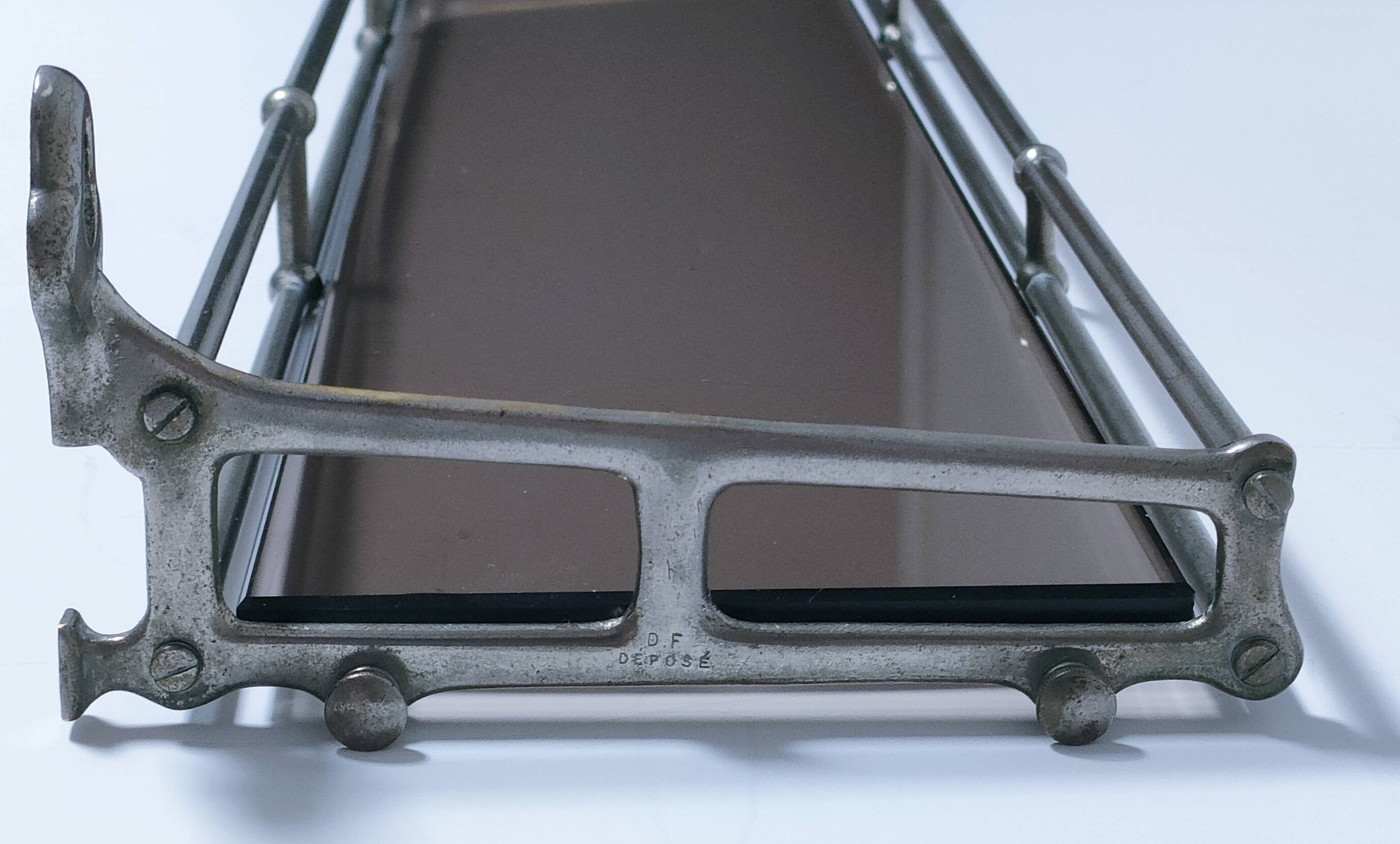 Wall shelf silver patina bronze glass early 20th century