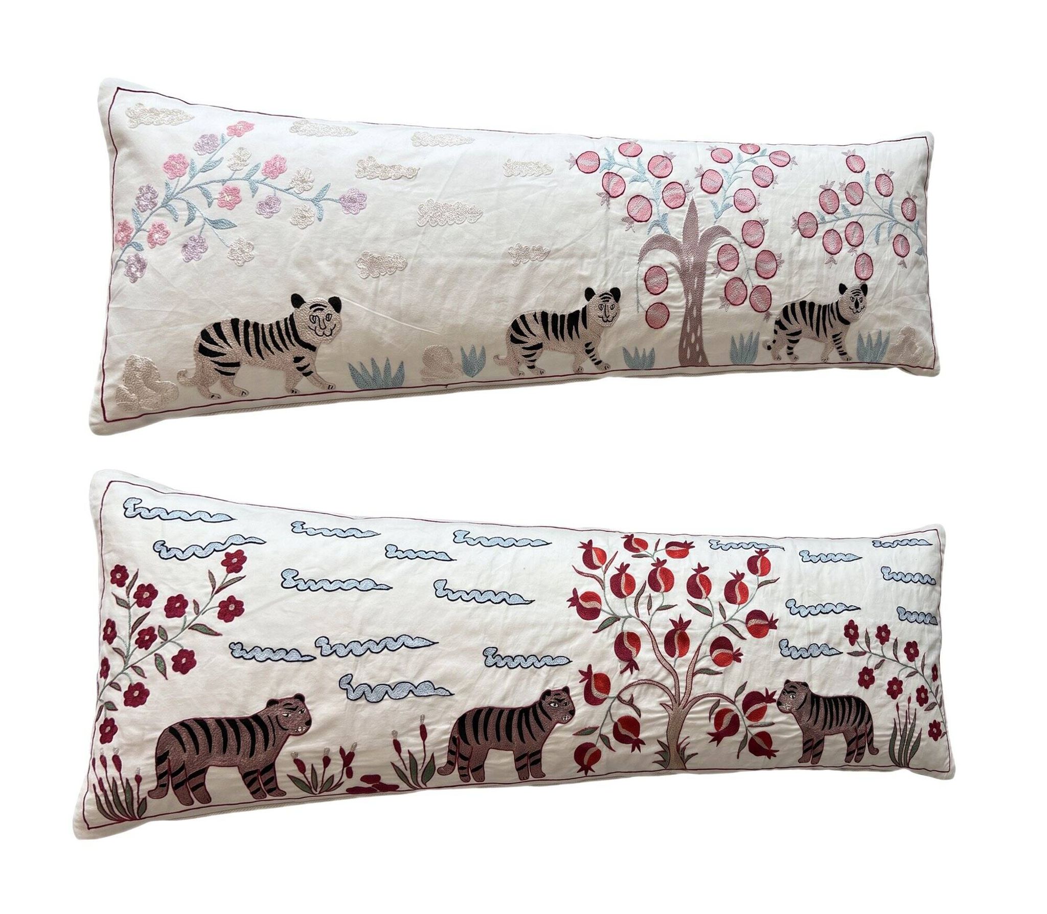 Lot de 2 housses de coussin décoratives brodées