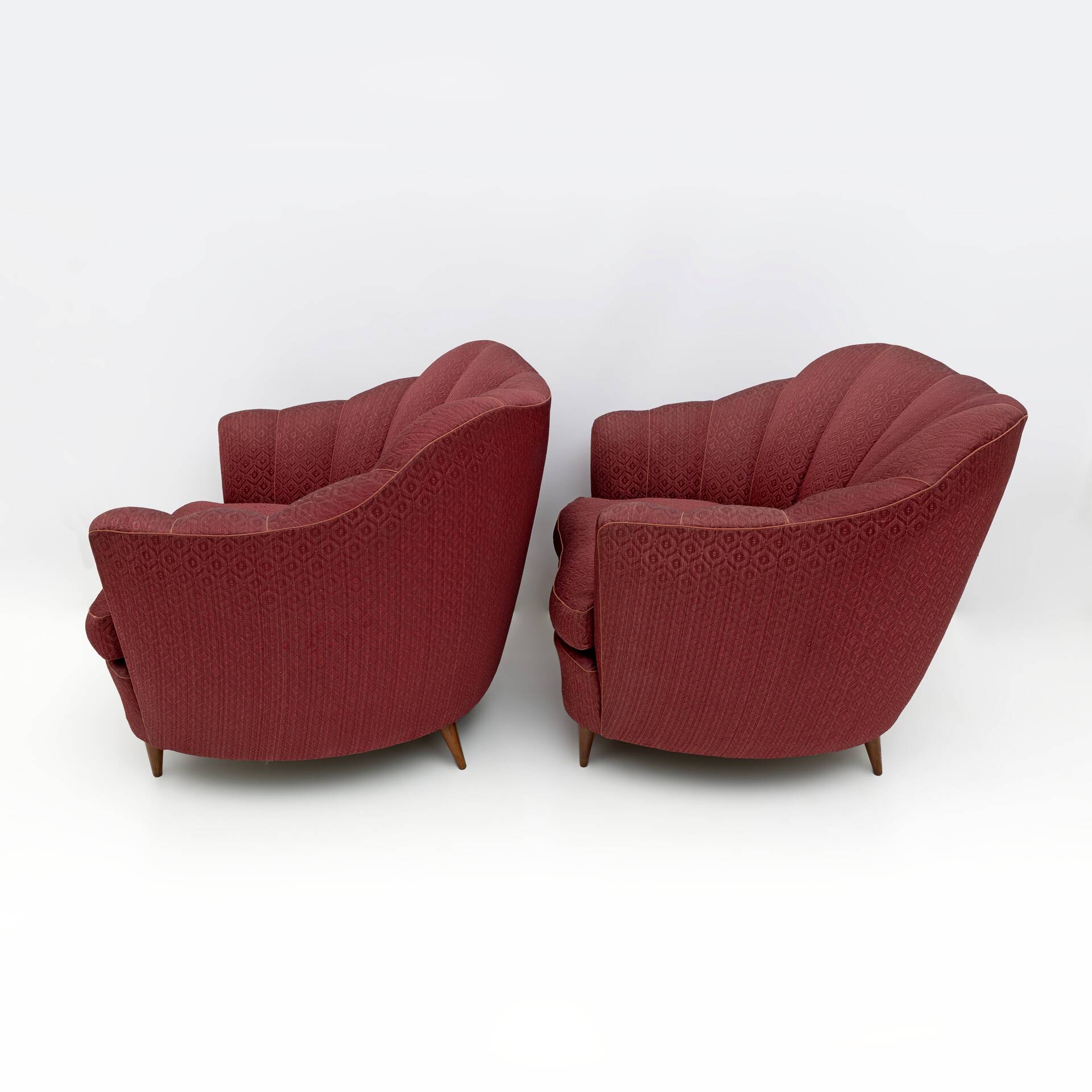 Pair of Gio Ponti Mid-Century Modern Velvet Armchairs for Casa e Giardino