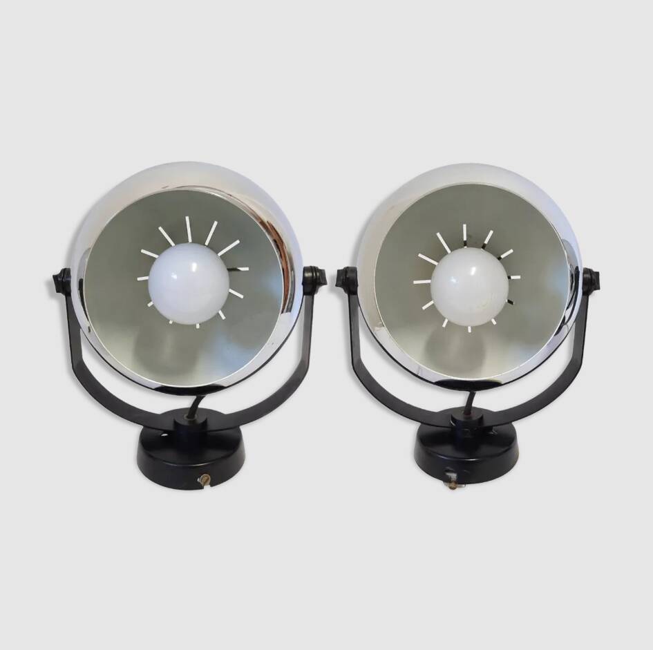 Altalite, adjustable chrome chrome spotlights couple, 70s