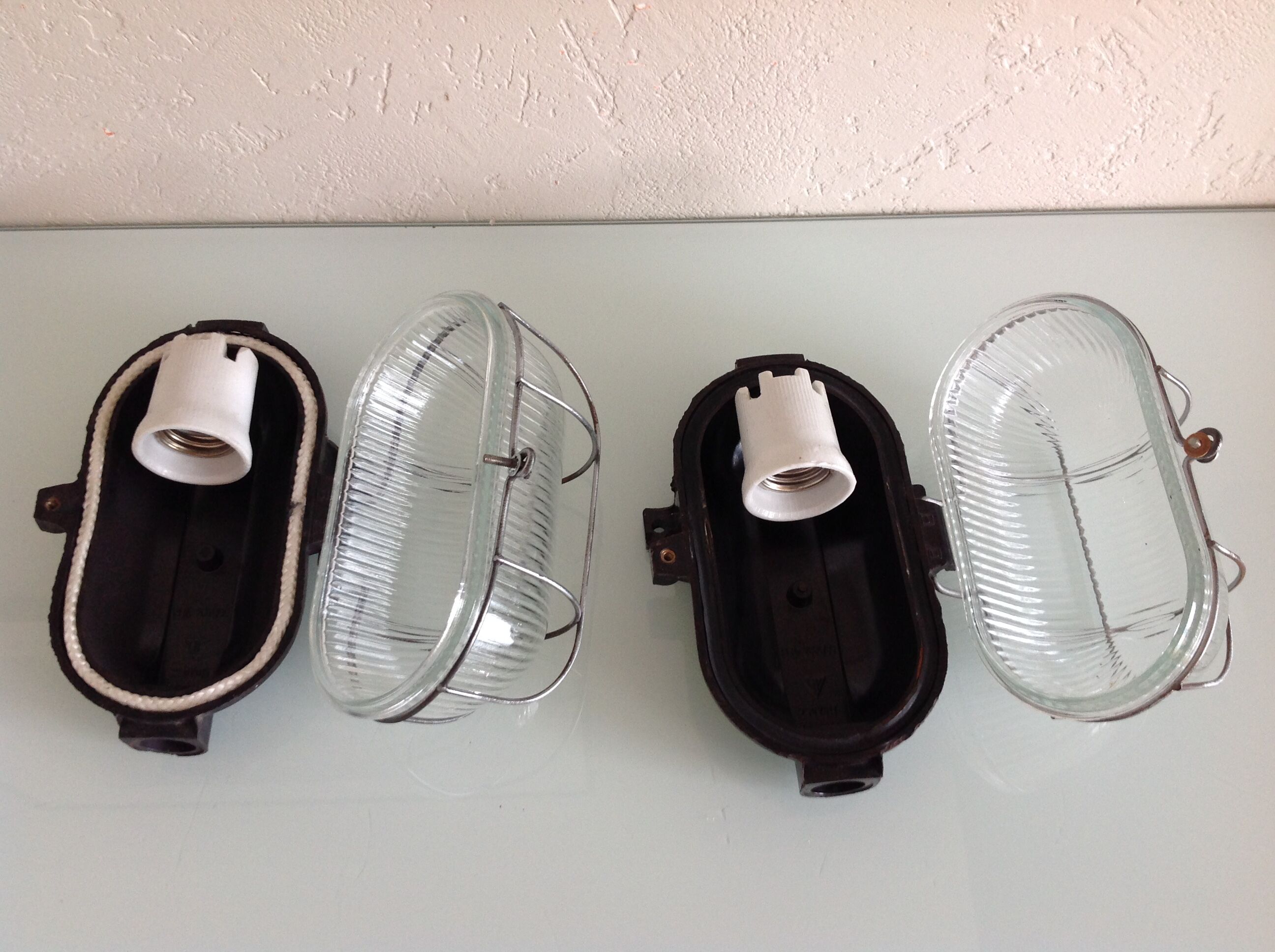 Pair of portholes industrial sconces 60/70