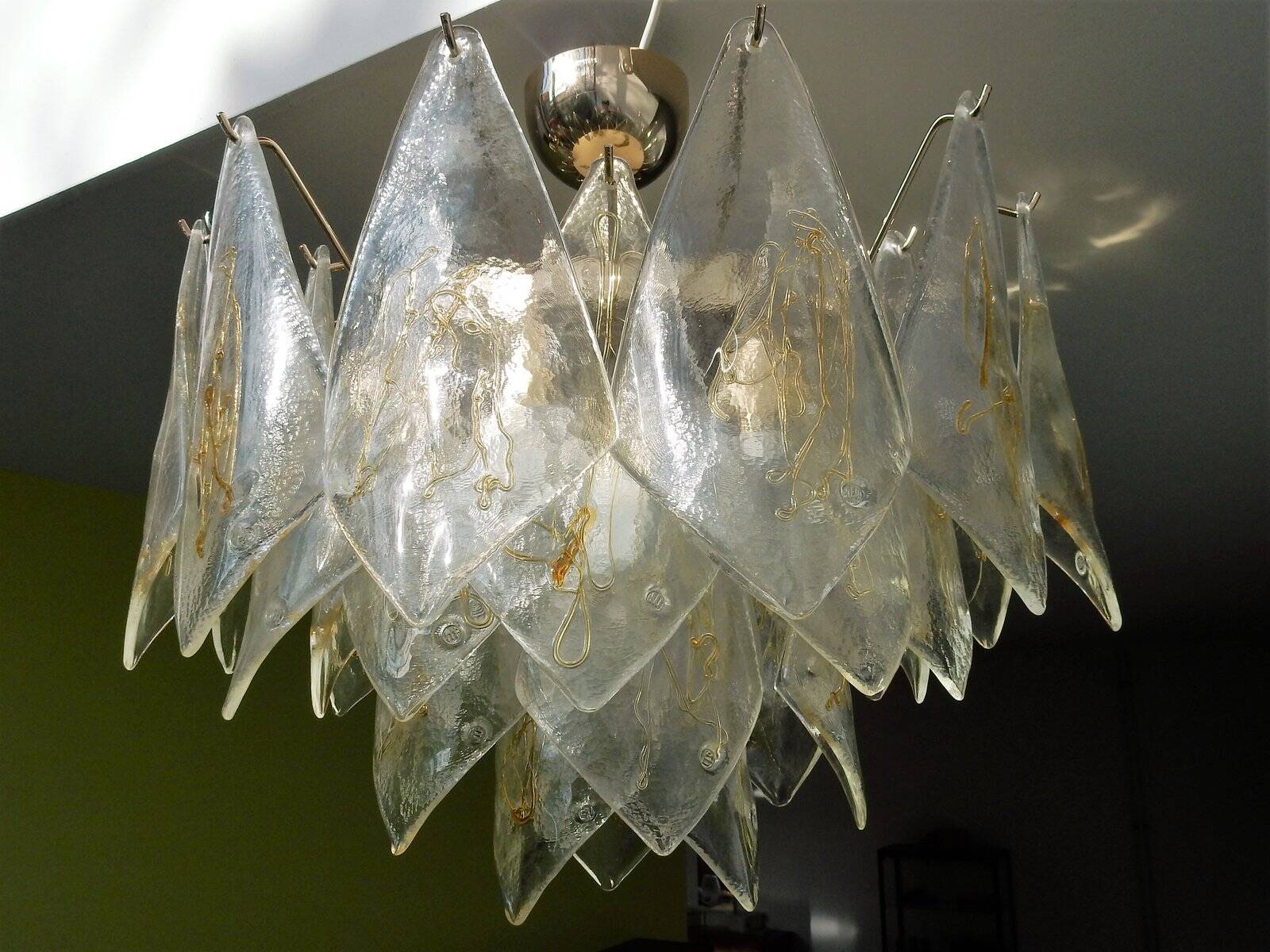 Classic Murano glass and brass ceiling lamp by La Murrina ø61, Italy