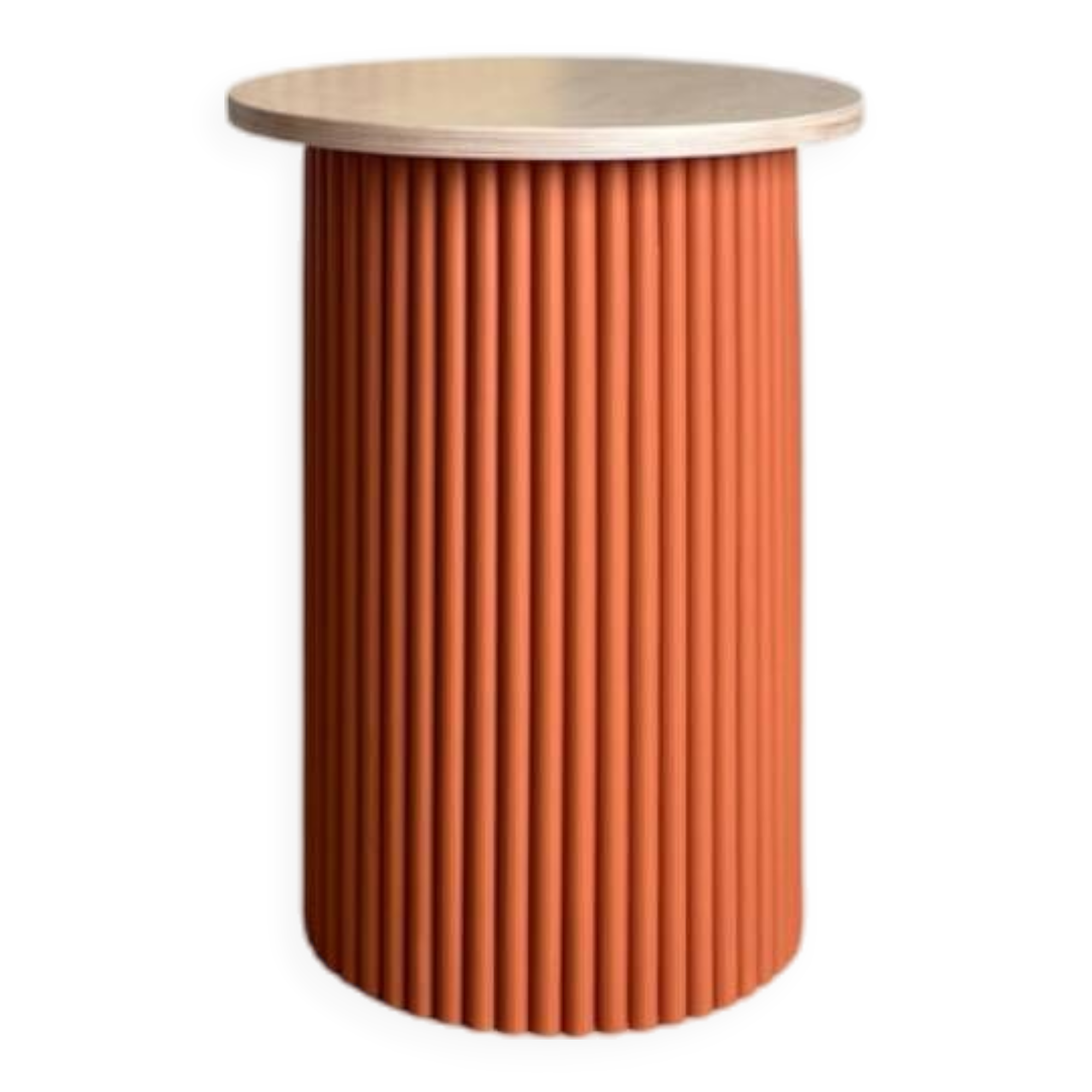 Petite table de chevet bicolore ronde et cannelée