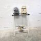 Vintage metal and glass side table