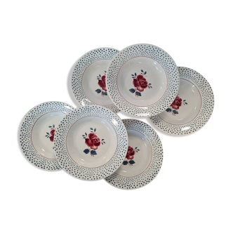 Old hollow plates X6 model "René" of the French manufacture of Digoin