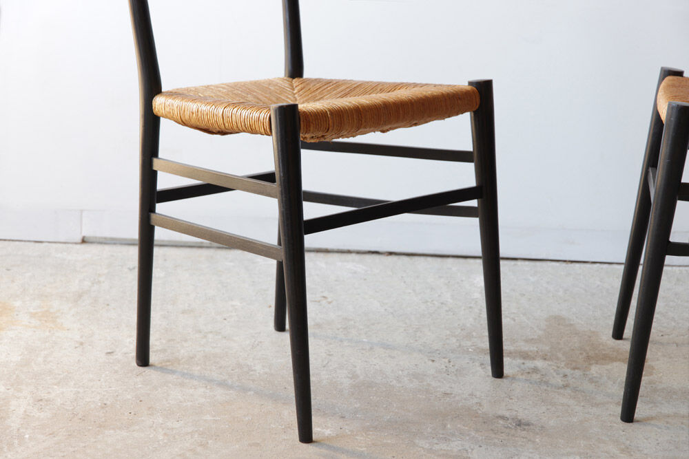 Black Italian straw chairs