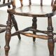 Set of four wooden English antique pub/captain chairs from the 19th century