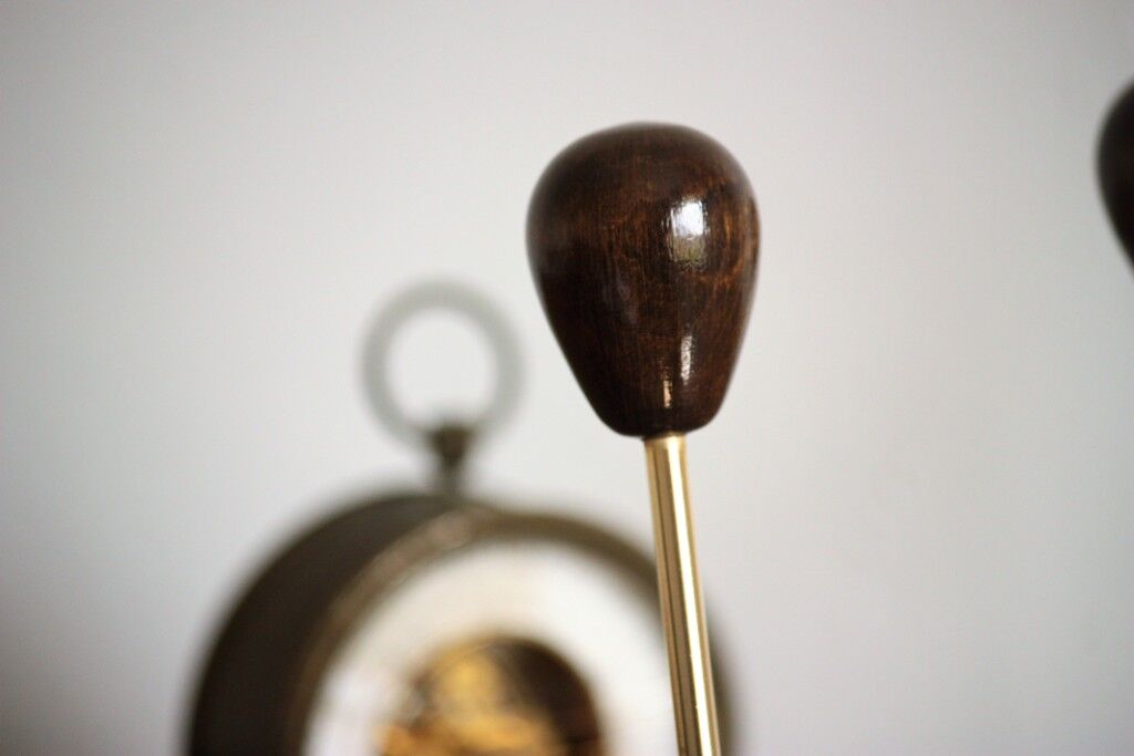 Coat rack varnished wood and gold metal