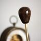 Coat rack varnished wood and gold metal