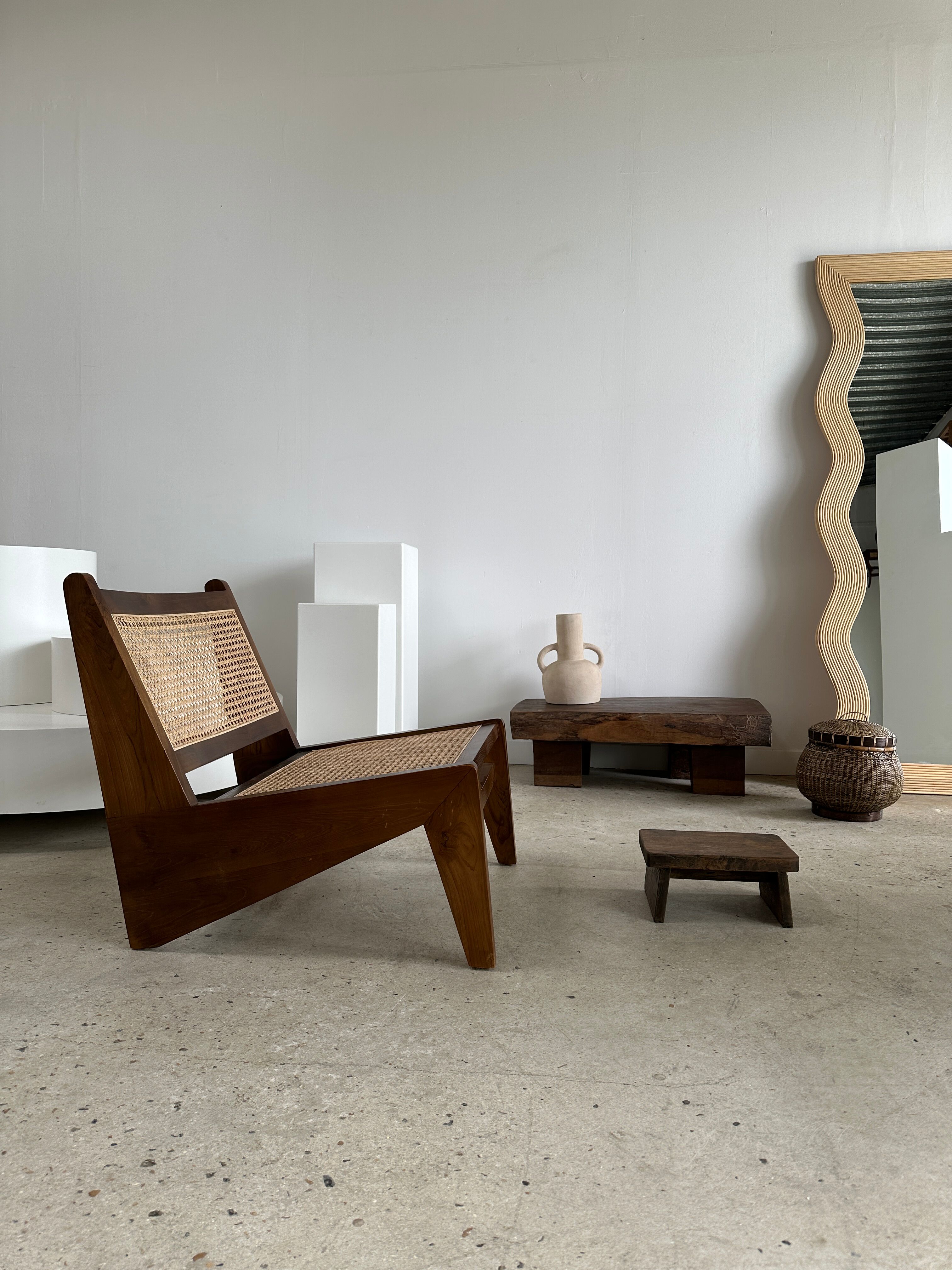 Asian solid wood quadripod brutalist coffee table H30 L81 l42
