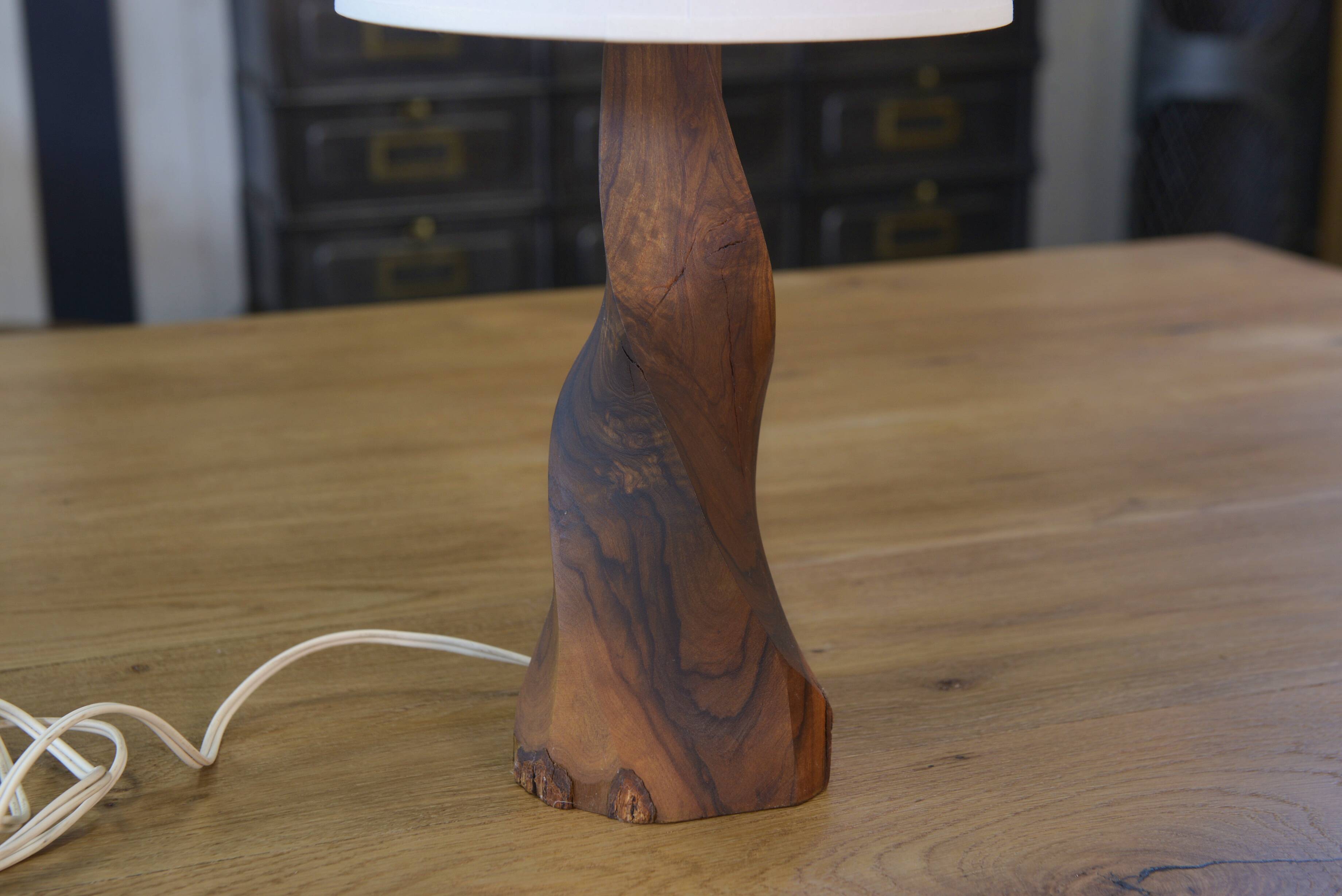 Brutalist walnut wood lamp 1960s