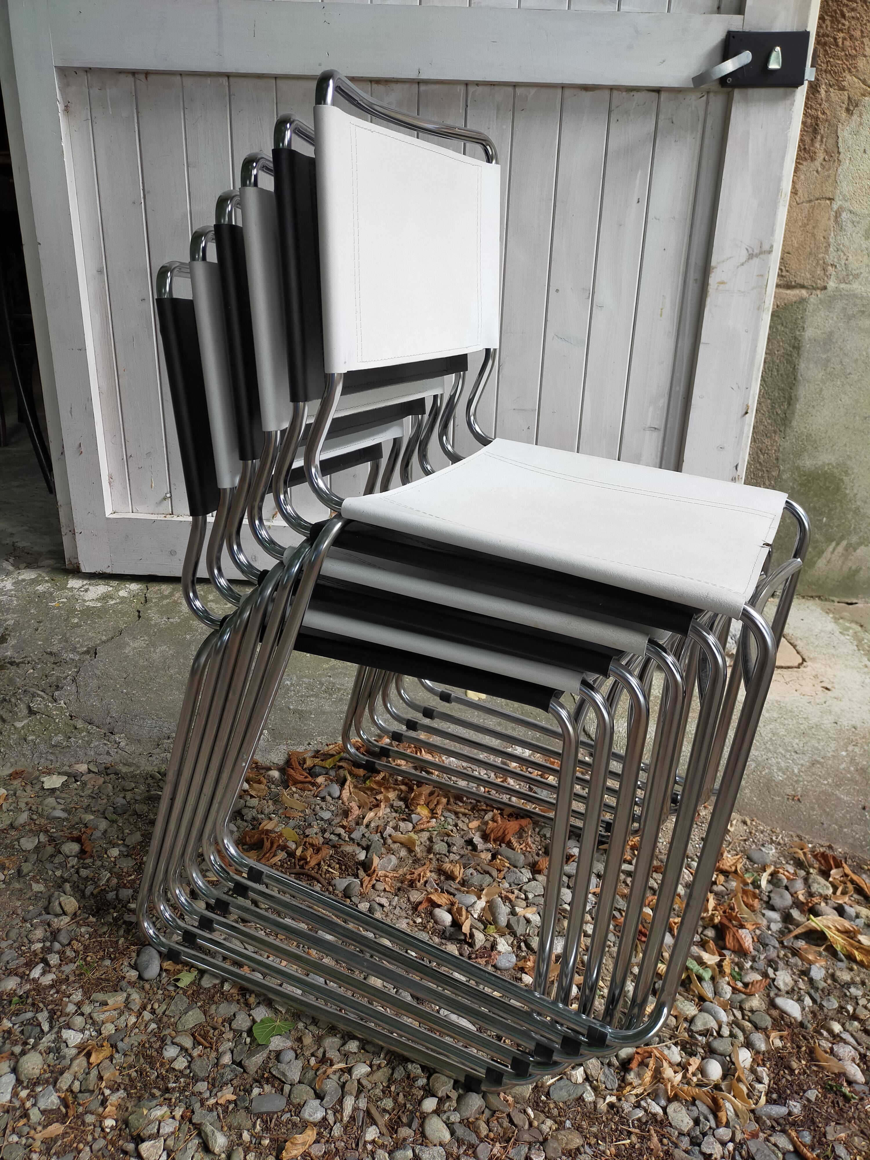 Lot of 6 chrome metal chairs