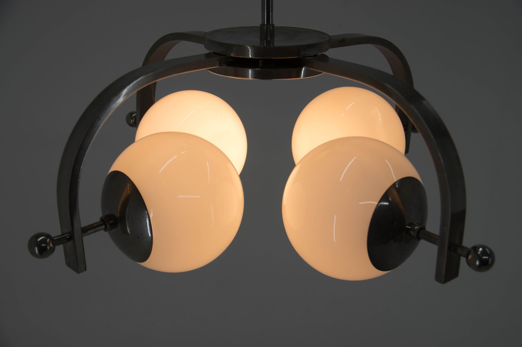 Bauhaus nickel-plated chandelier, 1930s