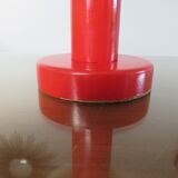 Red lacquered wood lamp and light diffuser in perspex 1980