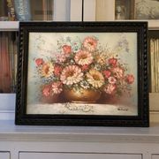Ancient painting signed romain of a bouquet of flowers in a vase