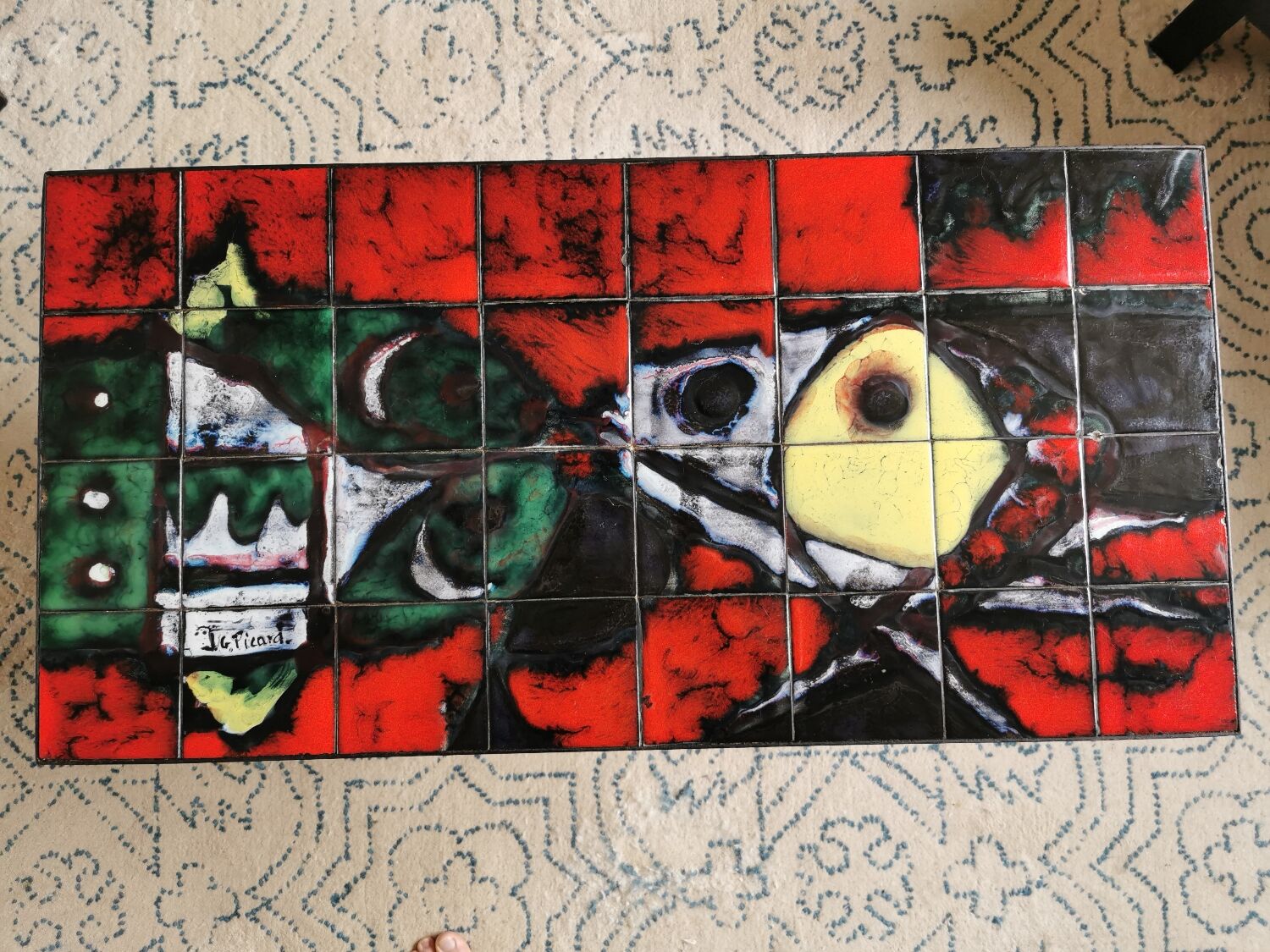 Vintage JG Picard ceramic coffee table