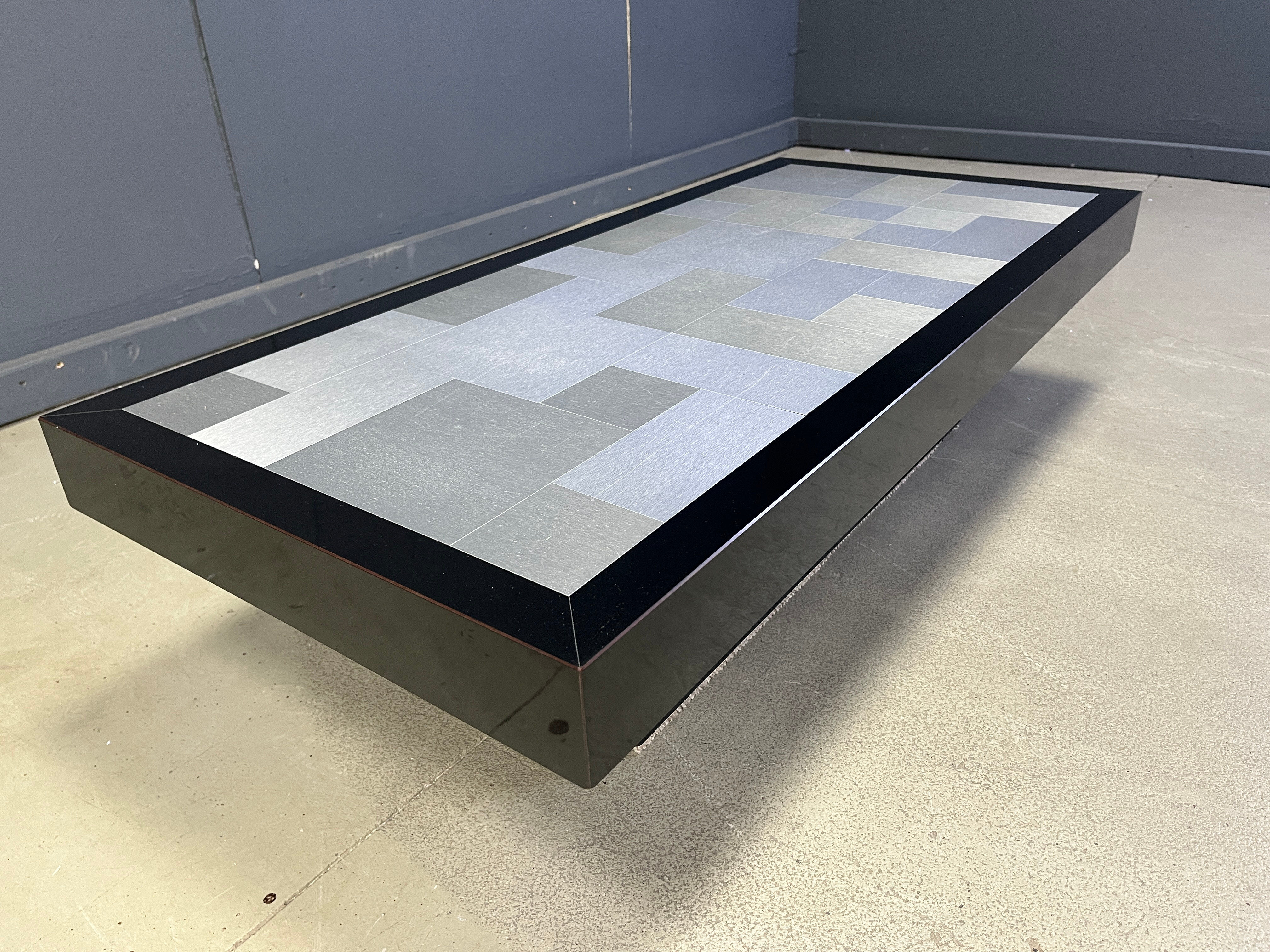 Vintage lacquer and aluminum coffee table, 1970s