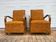 Pair of Art Deco chairs in walnut, yellow/brown fabric — 1920s, set of 2