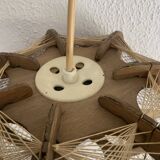 Suspension vintage 1960 scandinave lustre fil et bois - 30 x 21 cm