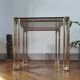 Vintage 1970s side table / Smoked glass accent table