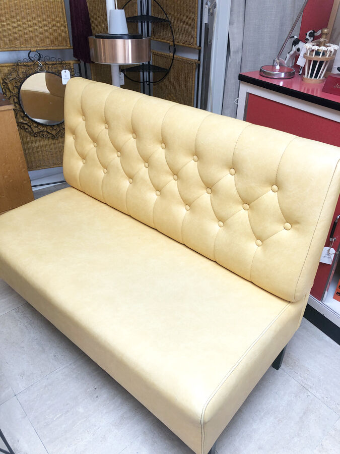 Yellow vintage bistro bench, 1960