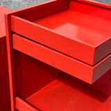 Prisunic 1970 metal trolley and box