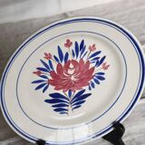 Antique hollow plate from Gien - Red and blue floral decoration