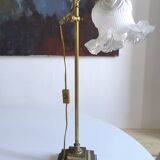 Art Deco bronze and frosted glass tulip lamp