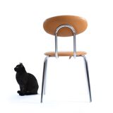 Mid-century hair by Kovona in faux leather and chrome, Czechoslovakia 1970s