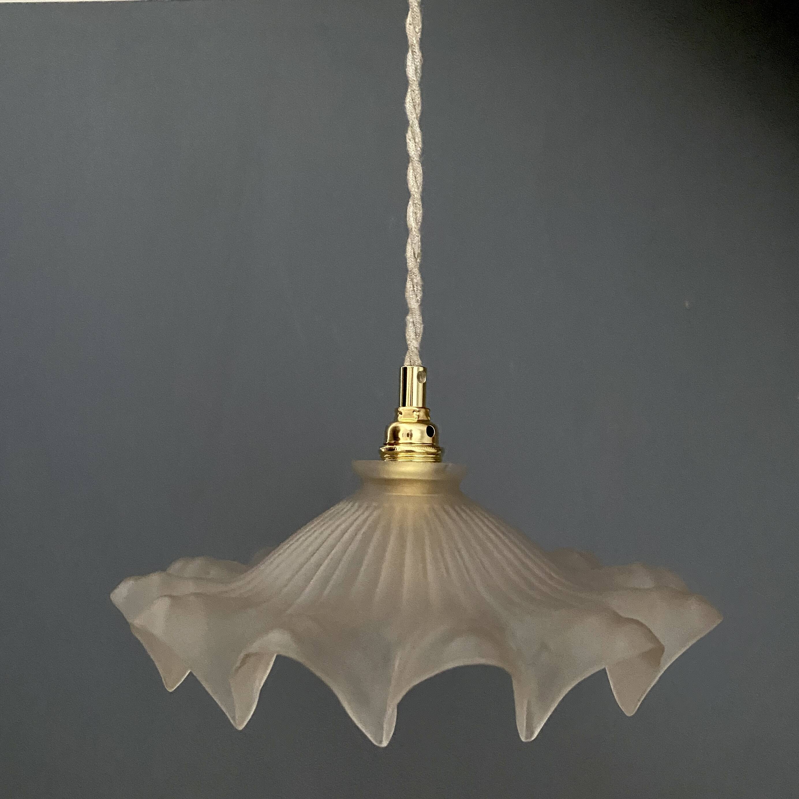Vintage frosted glass lampshade pendant light