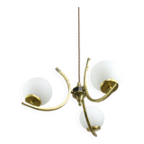 Lustre mid-century en laiton et opaline, italie