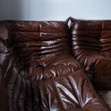Togo brown leather set designed by Michel Ducaroy 1973