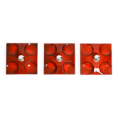 Three beautiful original 1970s Space Age red ceramic wall lamps