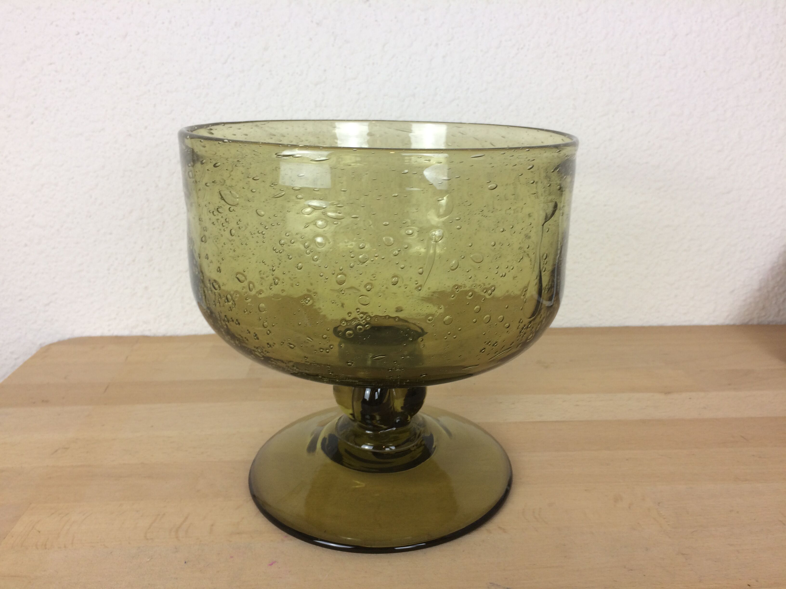 Biot bubbled glass cup, fruit basket