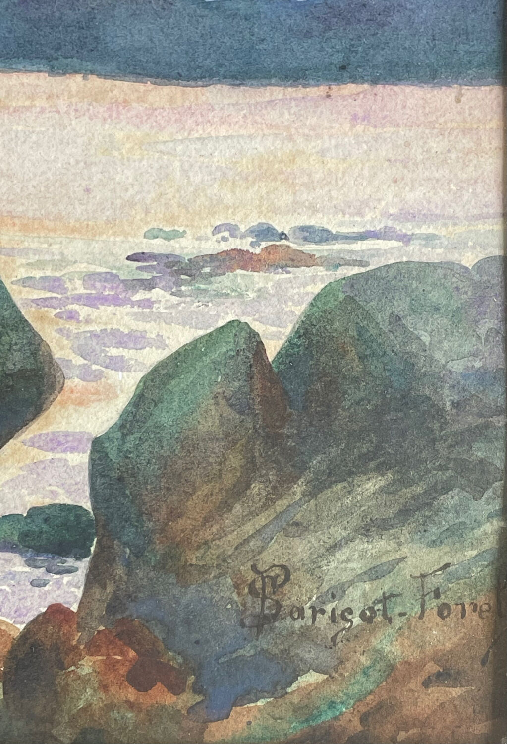 Old sunset painting painting early 20th century