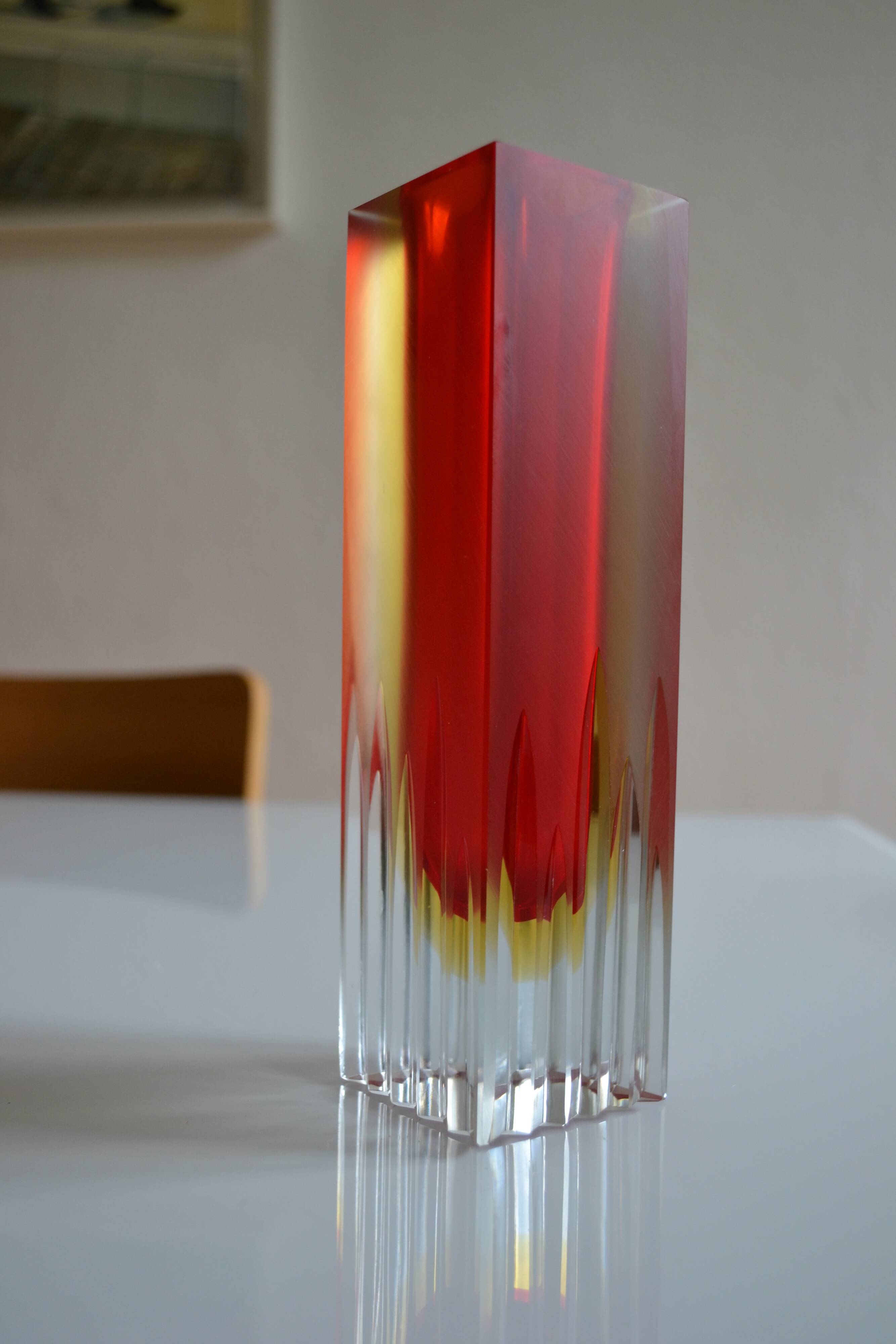 MURANO SOMMERSO VINTAGE MODERNIST VASE ERA FLAVIO POLISHED