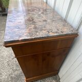 Louis-Philippe chest of drawers in cherry burl and Pyrenees marble top f