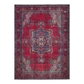 Tapis de zone vintage persan fait main en laine et coton rose des années 1970 282x397