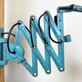 Blue Industrial Scissor Wall Lamp from Elektroinstala, 1960s