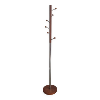 Wood and steel coat rack